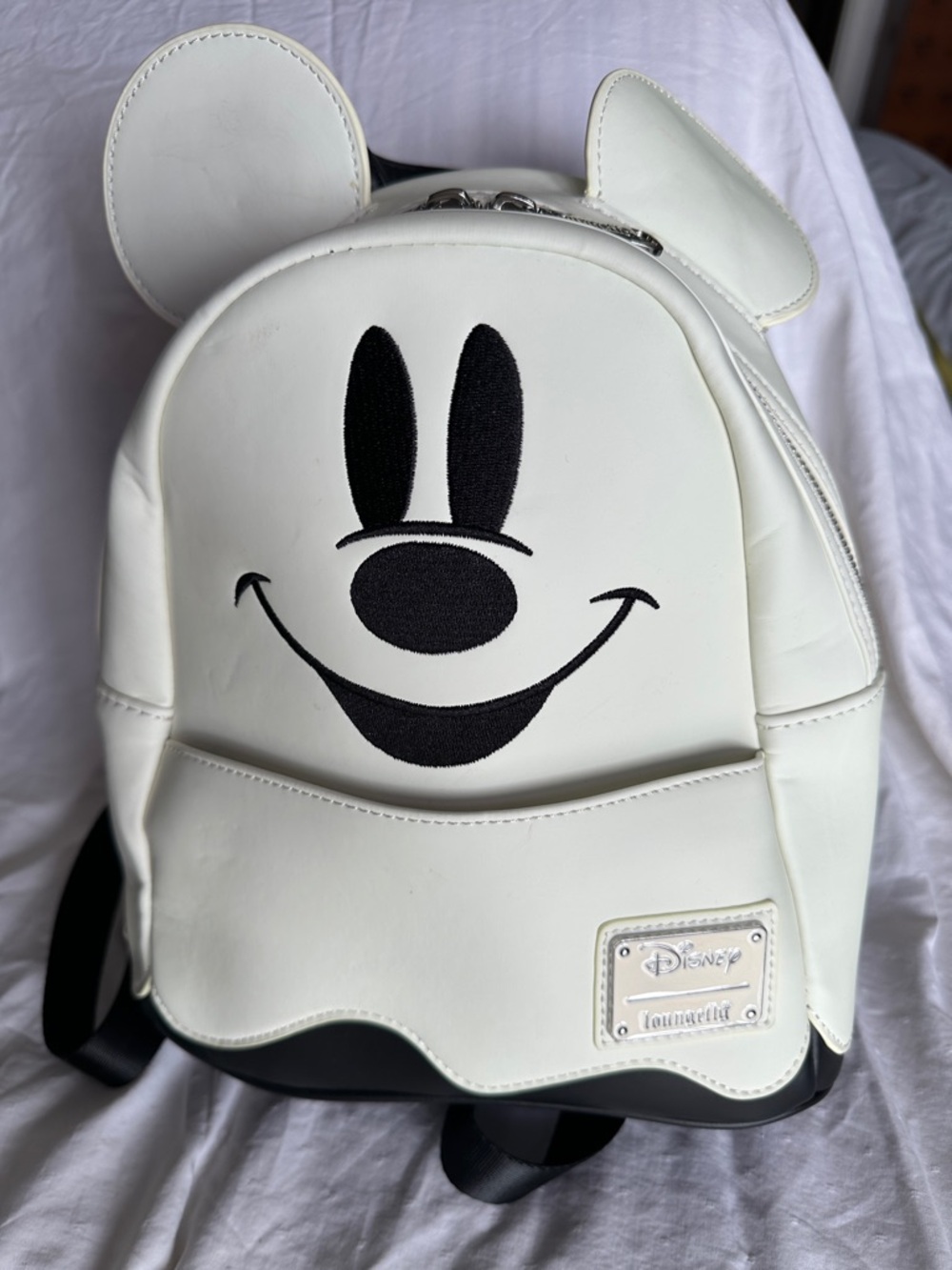 Loungefly White and Black Disney Mickey Ear Mini Backpack